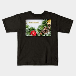 Christmas Wreath with Merry Christmas Kids T-Shirt